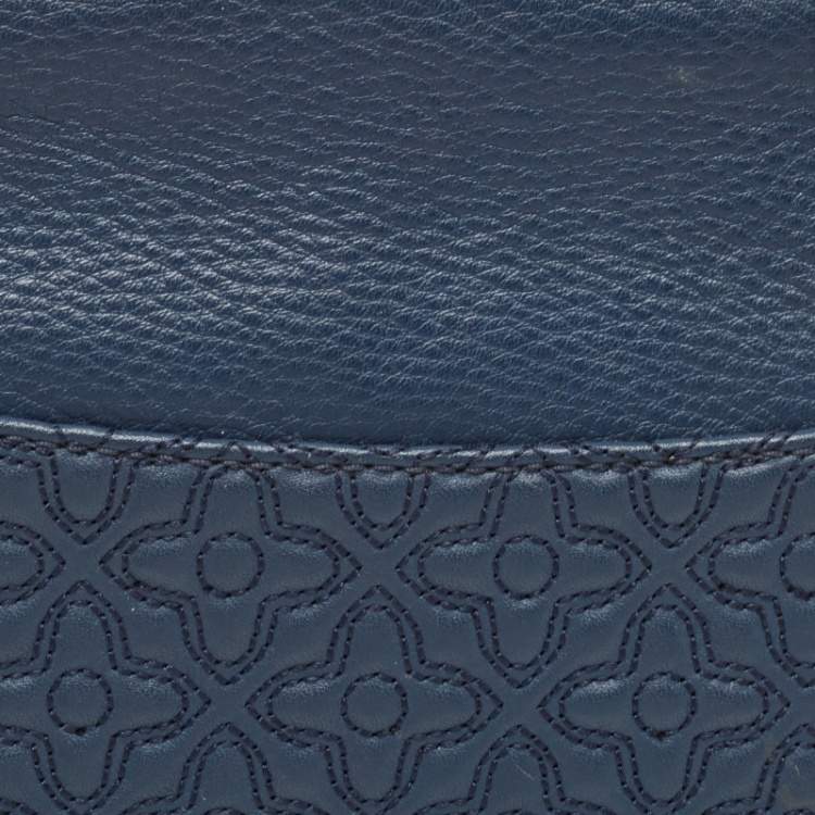 Pre Owned Tory Burch Navy Blue Leather Medium Fleming Shoulder Bag
