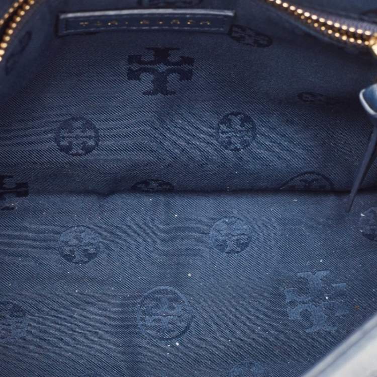Pre Owned Tory Burch Navy Blue Leather Medium Fleming Shoulder Bag