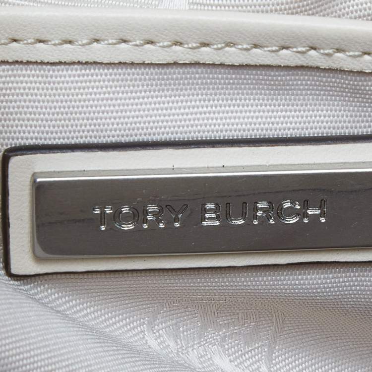 Pre Owned Tory Burch Cream Quilted Leather Willa Drawstring Bucket Bag 