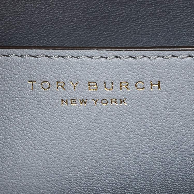 Pre Owned Tory Burch Grey Croc Embossed Leather Small Lee Radziwill Top Handle Bag