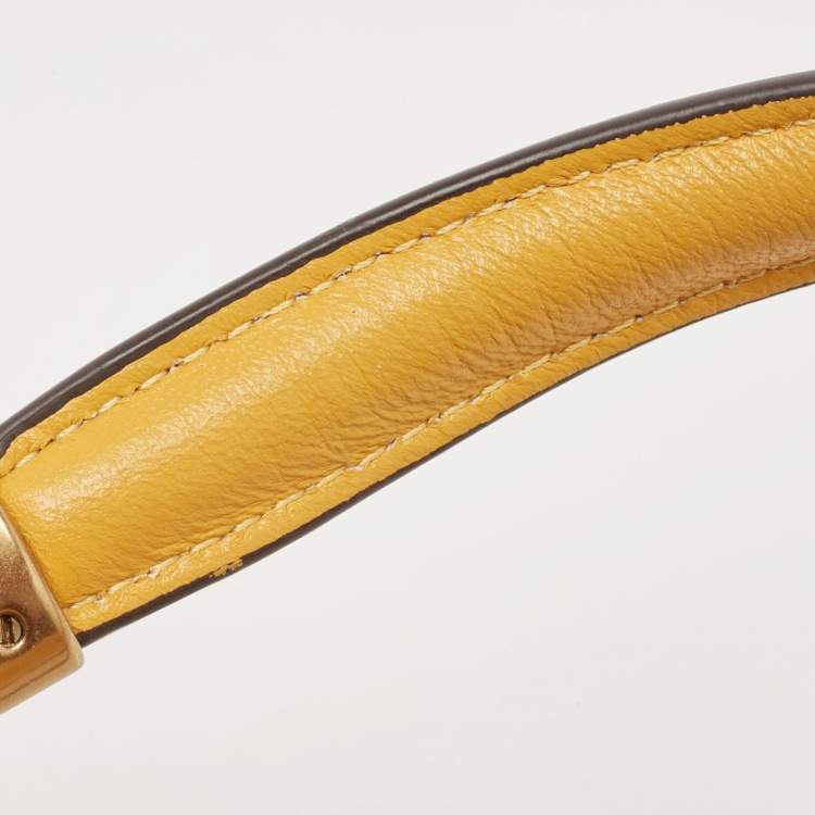 Pre Owned Tory Burch Yellow Quilted Leather Kira Top Handle Bag