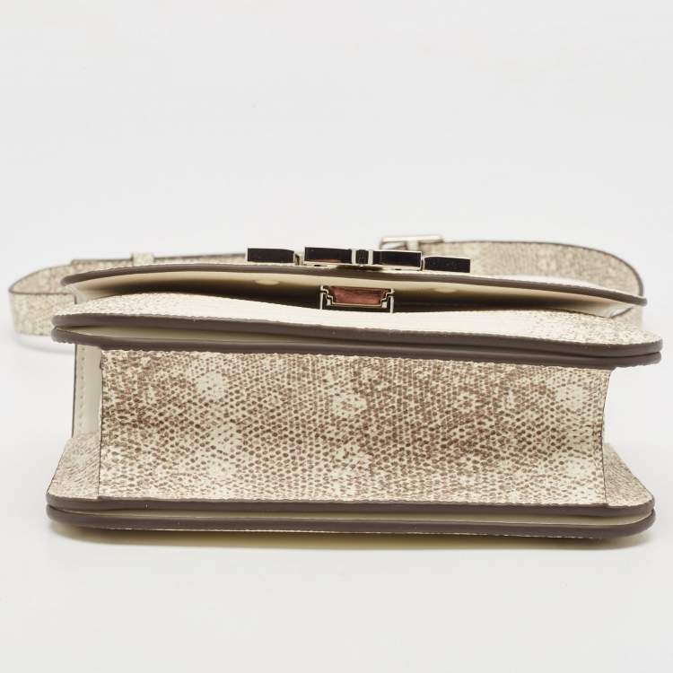 Pre Owned Tory Burch Beige Lizard Embossed Leather Small Eleanor Shoulder Bag