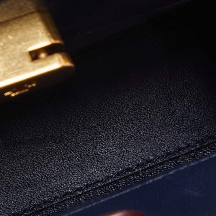Pre Owned Tory Burch Red Croc Embossed Leather Petite Lee Radziwill Top Handle Bag