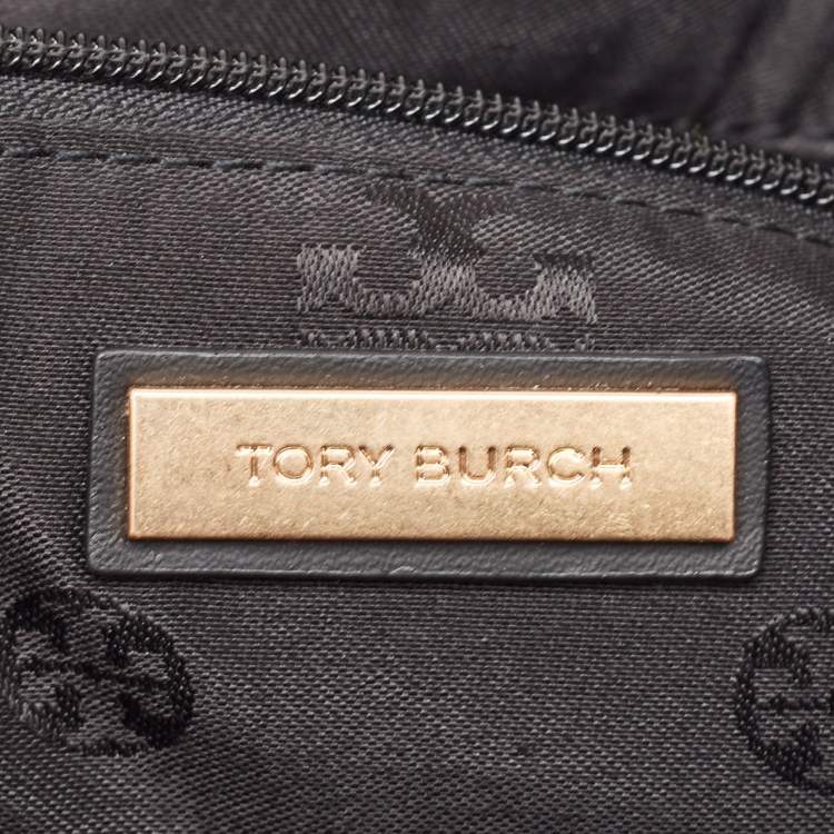 Pre Owned Tory Burch Black Nylon and Leather Medium Ella Tote