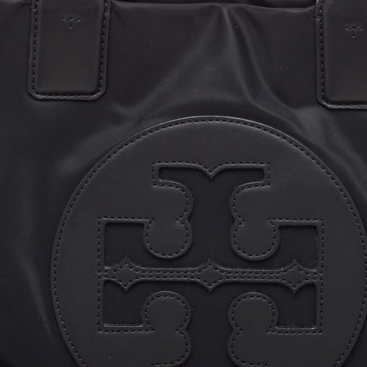 Pre Owned Tory Burch Black Nylon and Leather Medium Ella Tote
