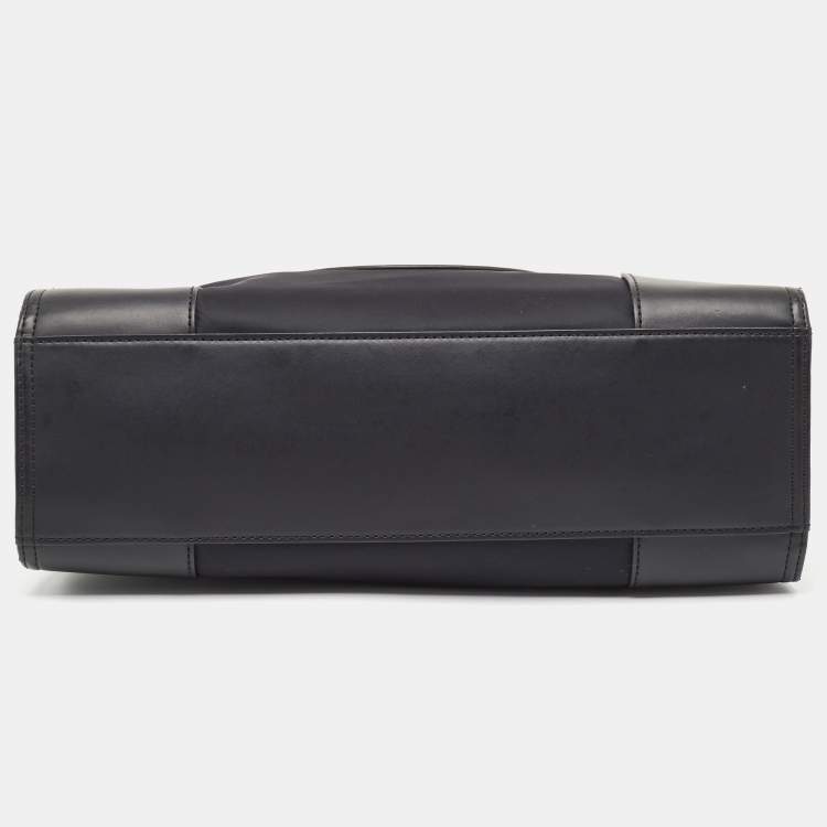 Pre Owned Tory Burch Black Nylon and Leather Medium Ella Tote