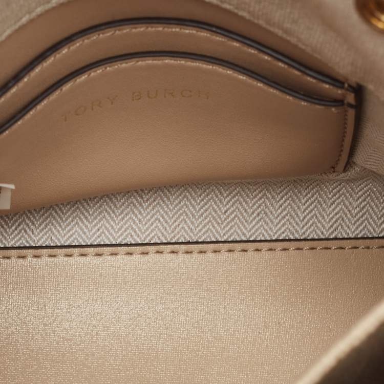 Pre Owned Tory Burch Tricolor Whipstitch Leather Lee Radziwill Double Top Handle Bag