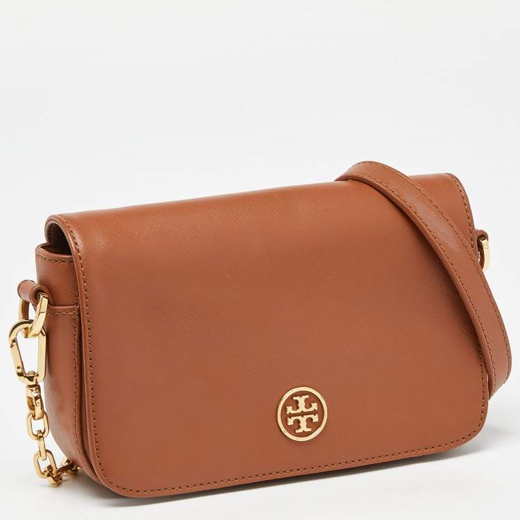 Pre Owned Tory Burch Brown Leather Robinson Chain Shoulder Bag