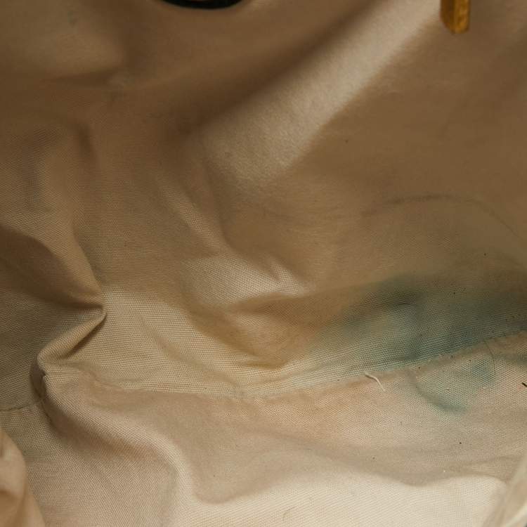 Pre Owned Tory Burch Black Crinkled Patent Leather Embossed Tote