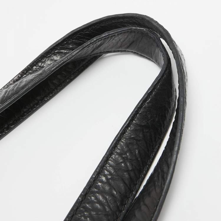 Pre Owned Tory Burch Black Crinkled Patent Leather Embossed Tote