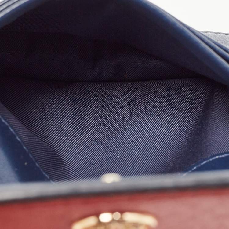Pre Owned Tory Burch Red/Blue Leather Robinson Bifold Wallet