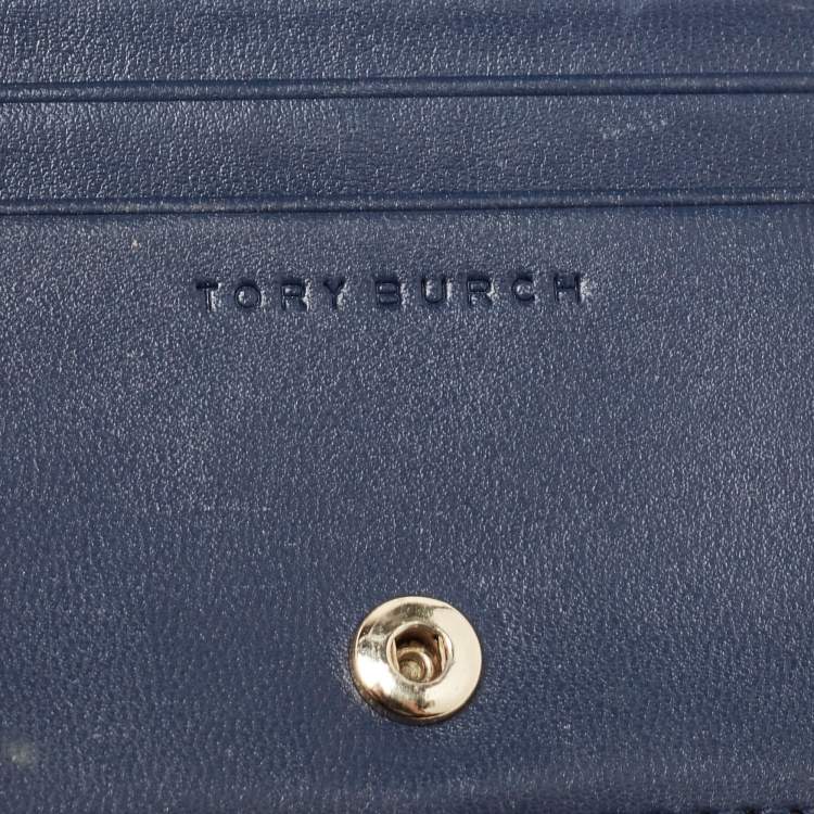 Pre Owned Tory Burch Red/Blue Leather Robinson Bifold Wallet