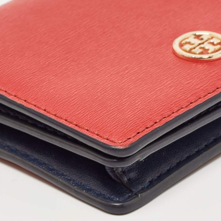 Pre Owned Tory Burch Red/Blue Leather Robinson Bifold Wallet