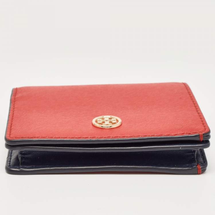 Pre Owned Tory Burch Red/Blue Leather Robinson Bifold Wallet