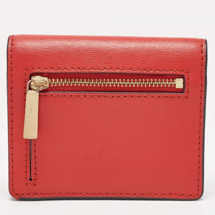 Pre Owned Tory Burch Red/Blue Leather Robinson Bifold Wallet