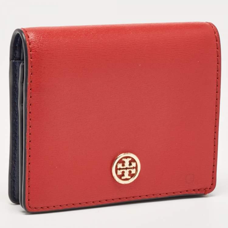 Pre Owned Tory Burch Red/Blue Leather Robinson Bifold Wallet
