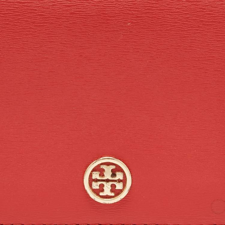 Pre Owned Tory Burch Red/Blue Leather Robinson Bifold Wallet