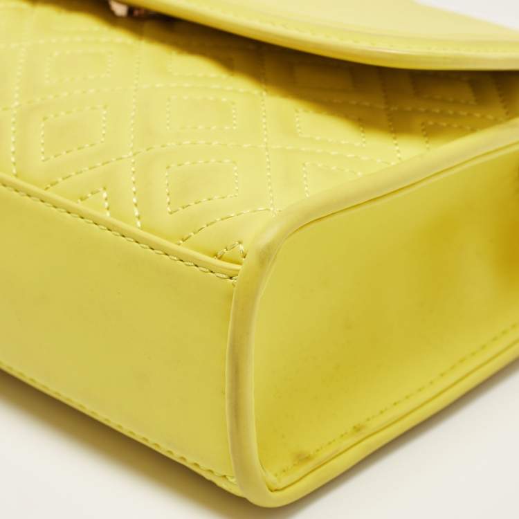 Pre Owned Tory Burch Yellow Leather Small Flemming Bag