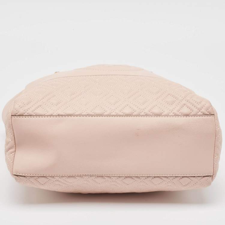 Pre Owned Tory Burch Pink Leather Fleming Tote