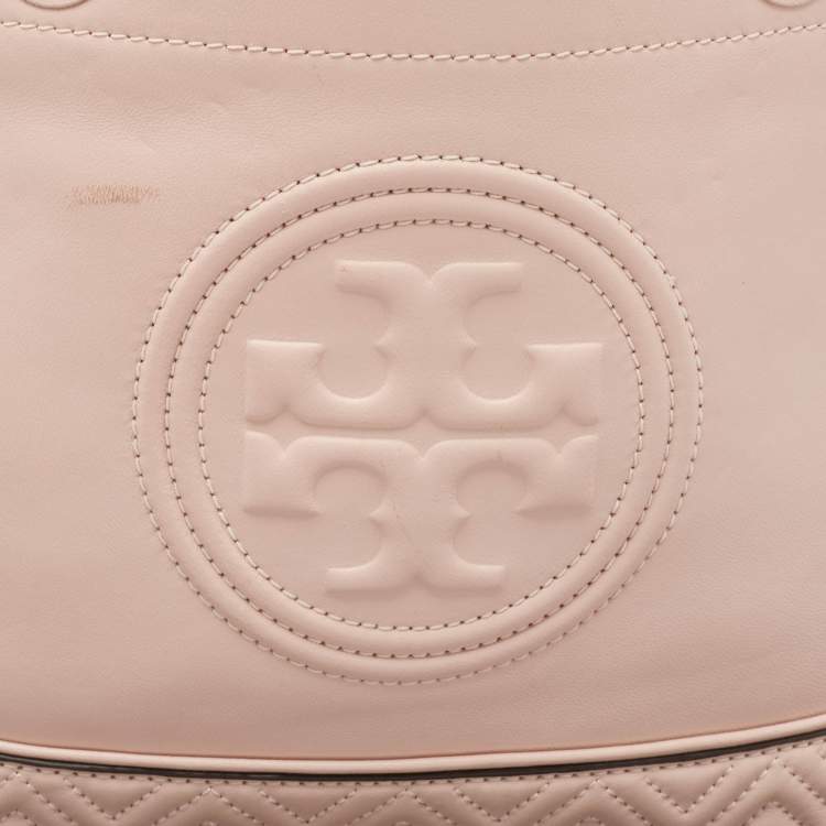 Pre Owned Tory Burch Pink Leather Fleming Tote