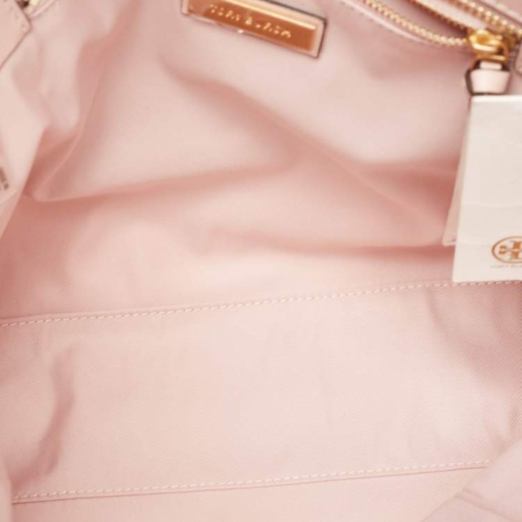 Pre Owned Tory Burch Pink Leather Fleming Tote