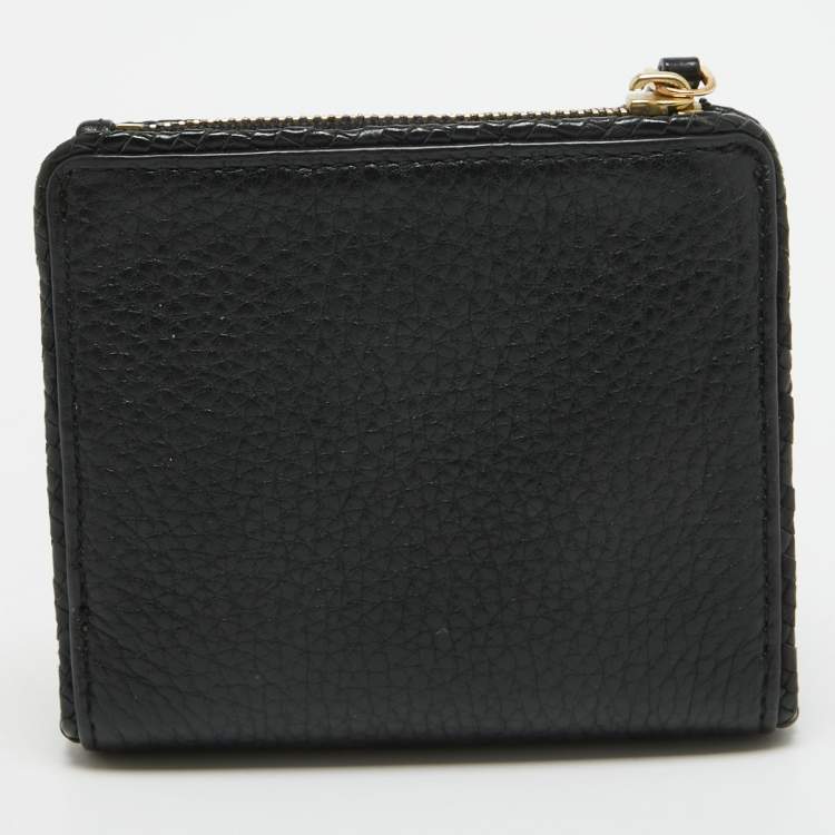 Pre Owned Tory Burch Black Leather Taylor Bifold Compact Wallet