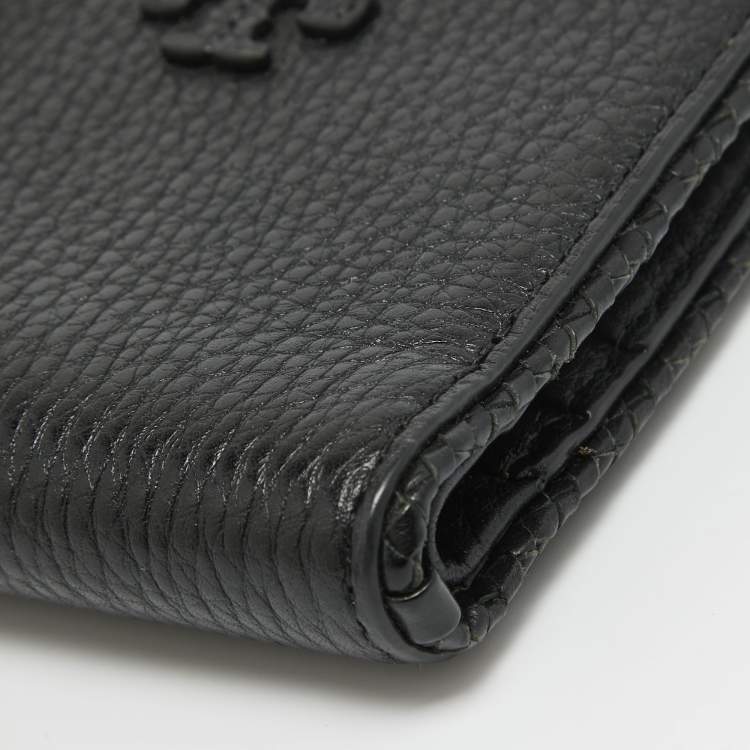 Pre Owned Tory Burch Black Leather Taylor Bifold Compact Wallet
