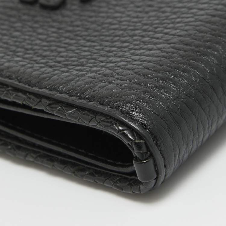 Pre Owned Tory Burch Black Leather Taylor Bifold Compact Wallet