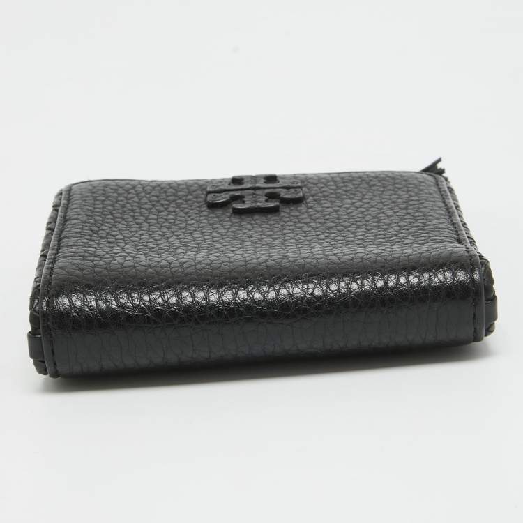 Pre Owned Tory Burch Black Leather Taylor Bifold Compact Wallet