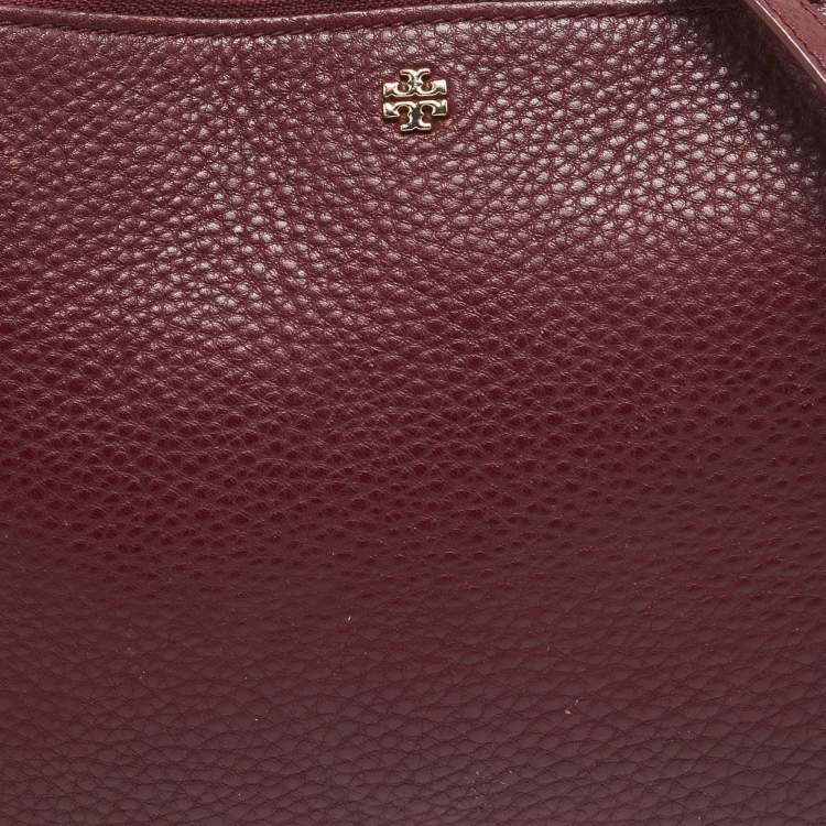 Pre Owned Tory Burch Burgundy Leather Crossbody Bag