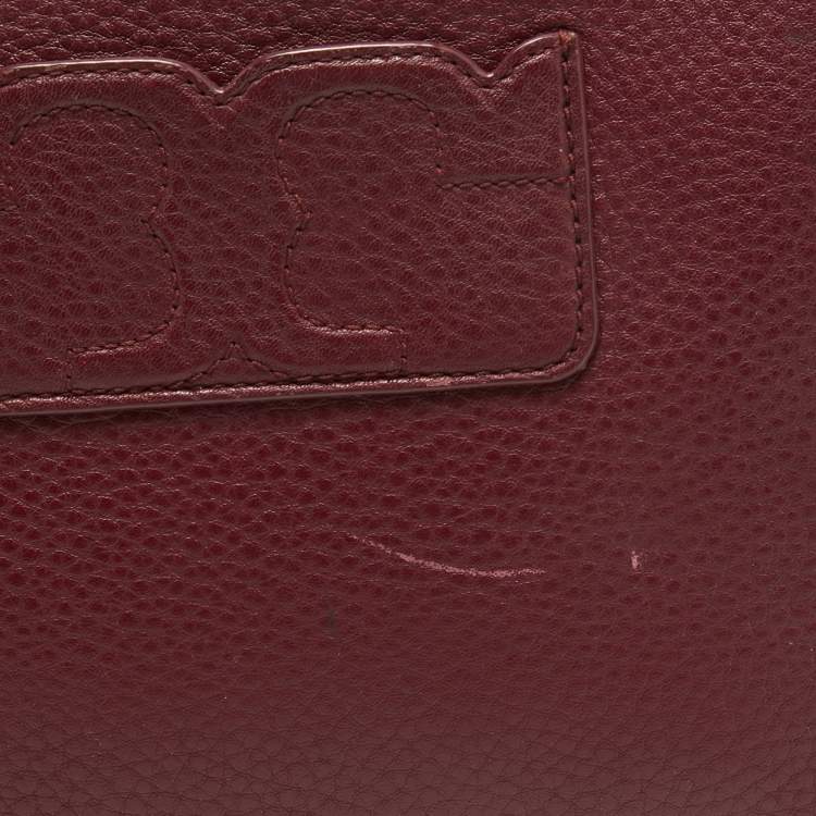 Pre Owned Tory Burch Burgundy Leather Crossbody Bag