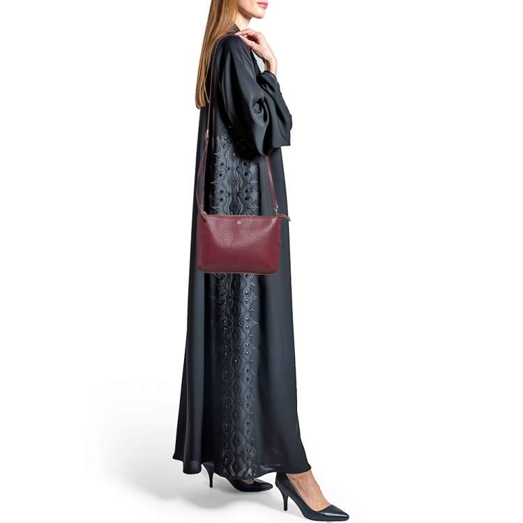Pre Owned Tory Burch Burgundy Leather Crossbody Bag