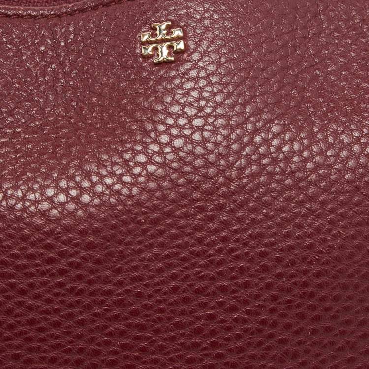 Pre Owned Tory Burch Burgundy Leather Crossbody Bag