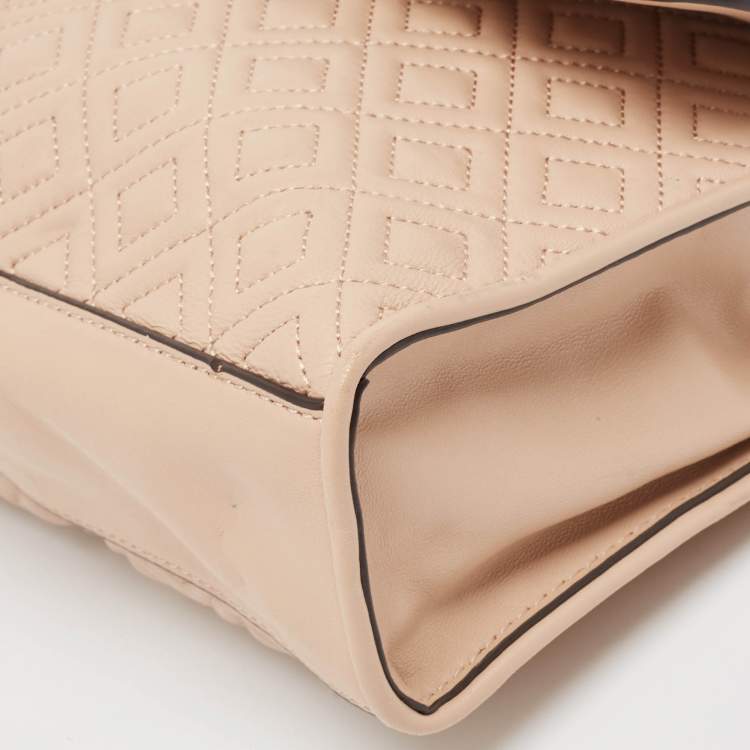 Pre Owned Tory Burch Blush Pink Quilted Leather Large Fleming Shoulder Bag