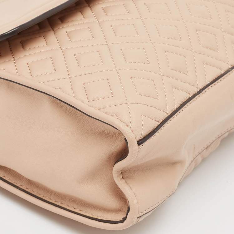 Pre Owned Tory Burch Blush Pink Quilted Leather Large Fleming Shoulder Bag
