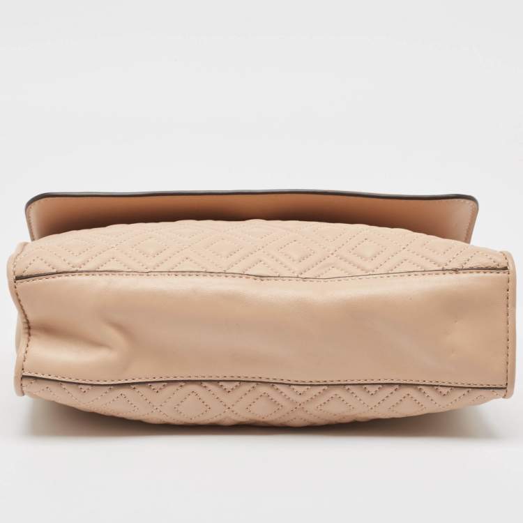 Pre Owned Tory Burch Blush Pink Quilted Leather Large Fleming Shoulder Bag