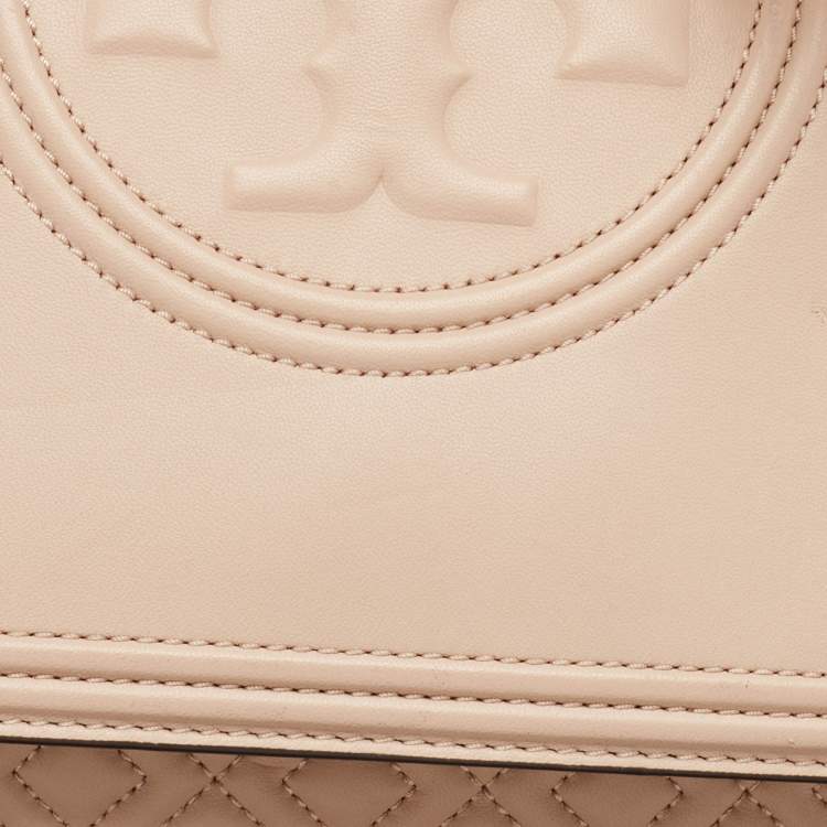 Pre Owned Tory Burch Blush Pink Quilted Leather Large Fleming Shoulder Bag