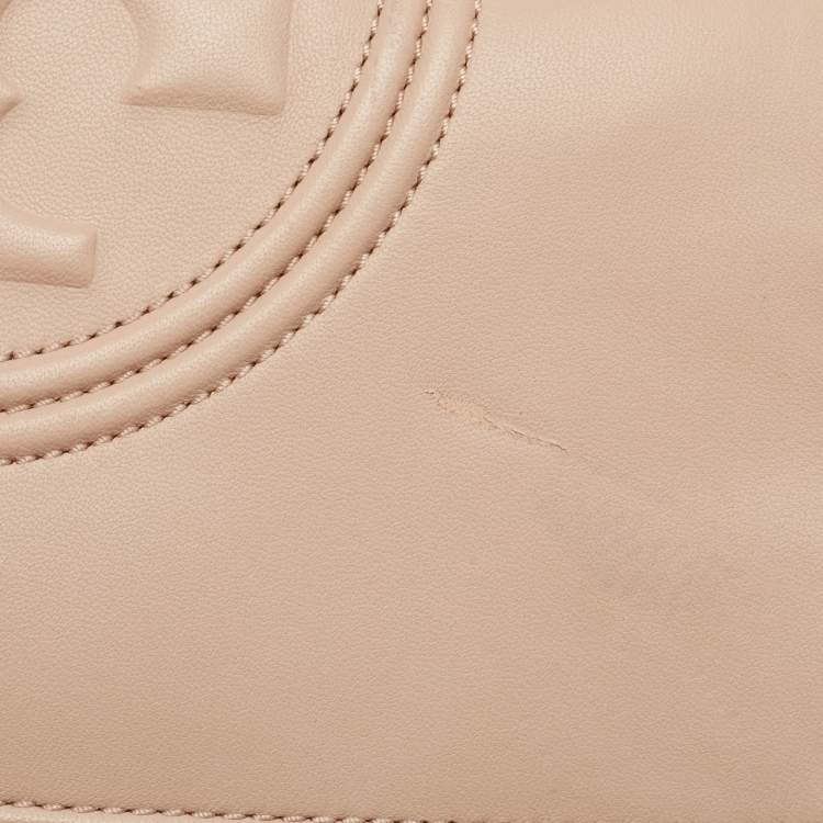 Pre Owned Tory Burch Blush Pink Quilted Leather Large Fleming Shoulder Bag