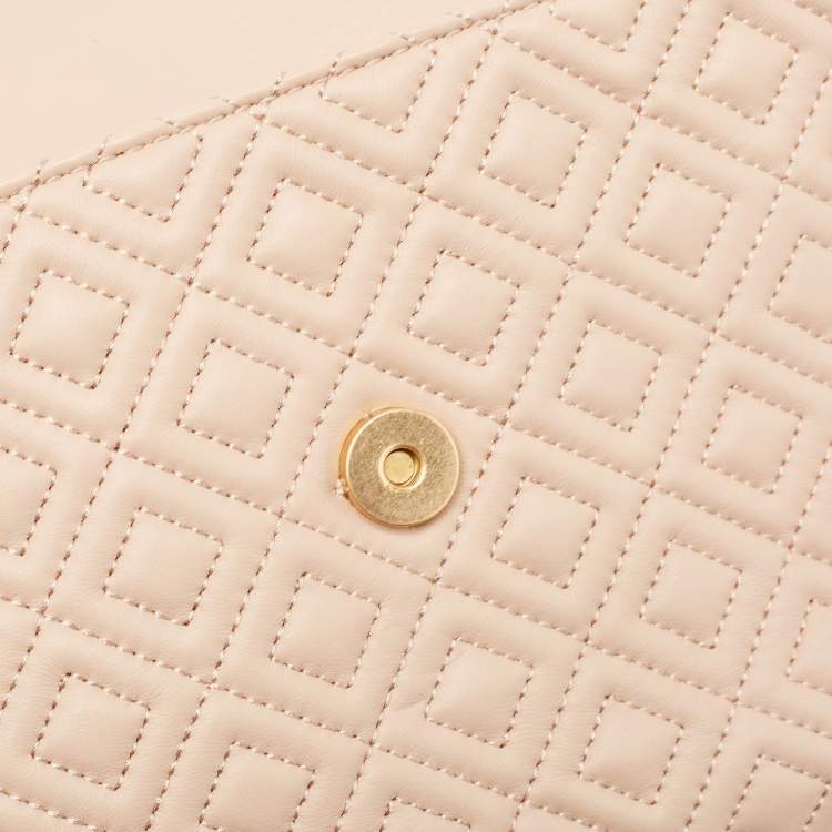 Pre Owned Tory Burch Blush Pink Quilted Leather Large Fleming Shoulder Bag