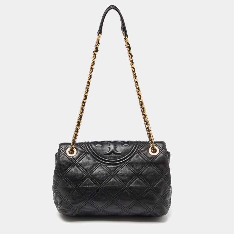 Pre Owned Tory Burch Black Leather Fleming Soft Shoulder Bag