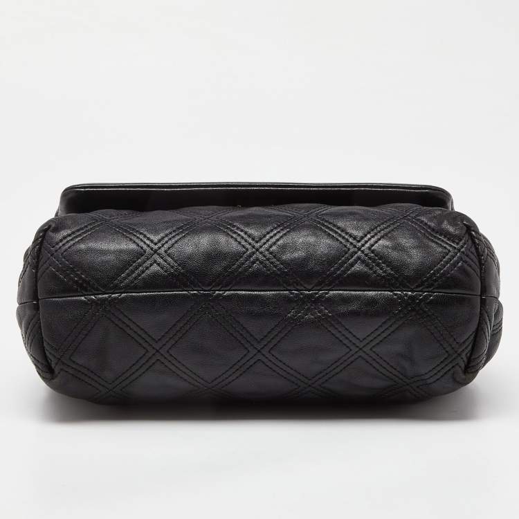 Pre Owned Tory Burch Black Leather Fleming Soft Shoulder Bag