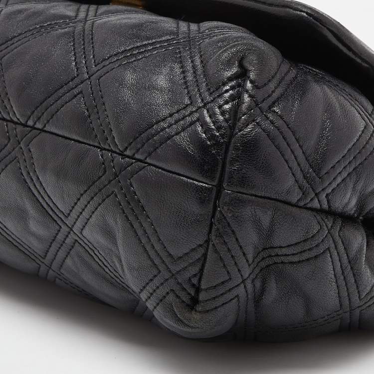 Pre Owned Tory Burch Black Leather Fleming Soft Shoulder Bag