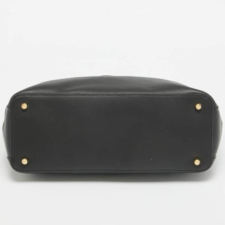 Pre Owned Tory Burch Black Saffiano Leather Double Zip Robinson Tote