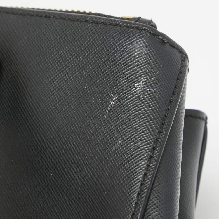 Pre Owned Tory Burch Black Saffiano Leather Double Zip Robinson Tote