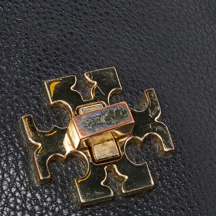 Pre Owned Tory Burch Navy Blue Leather Mercer Shoulder Bag