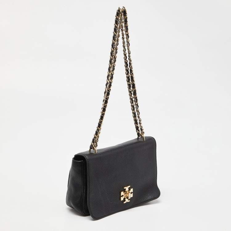 Pre Owned Tory Burch Navy Blue Leather Mercer Shoulder Bag