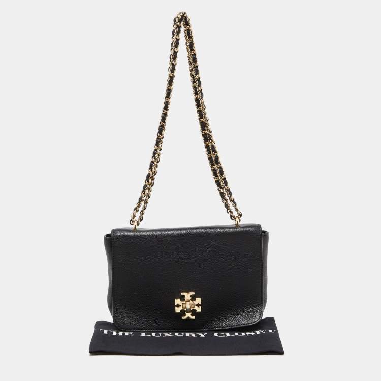 Pre Owned Tory Burch Navy Blue Leather Mercer Shoulder Bag