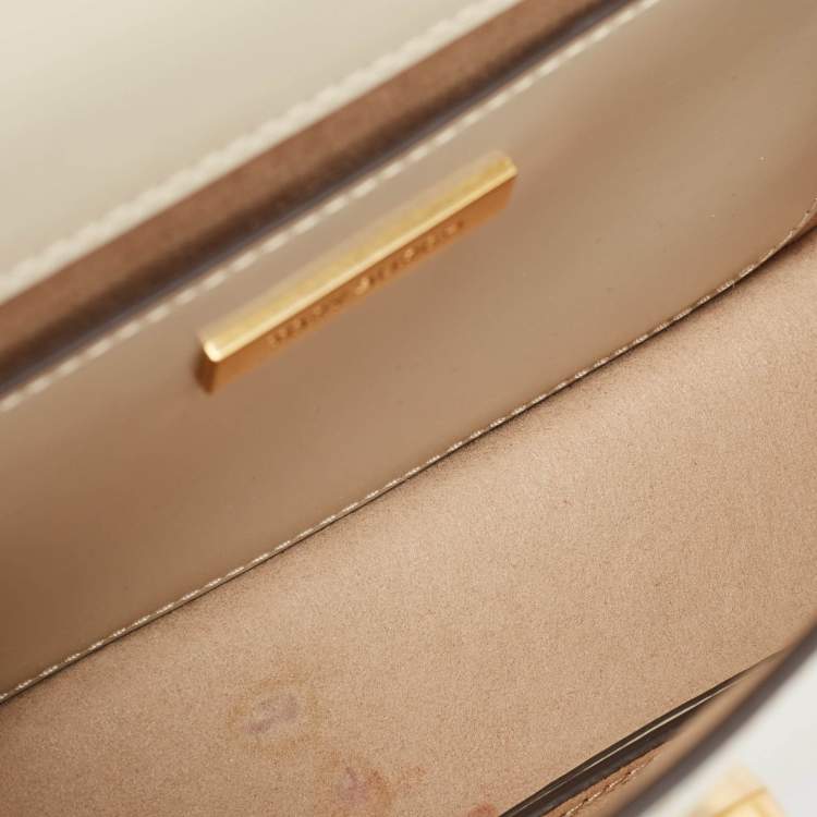 Pre Owned Tory Burch Off White Patent Leather Robinson Spazzolato Shoulder Bag