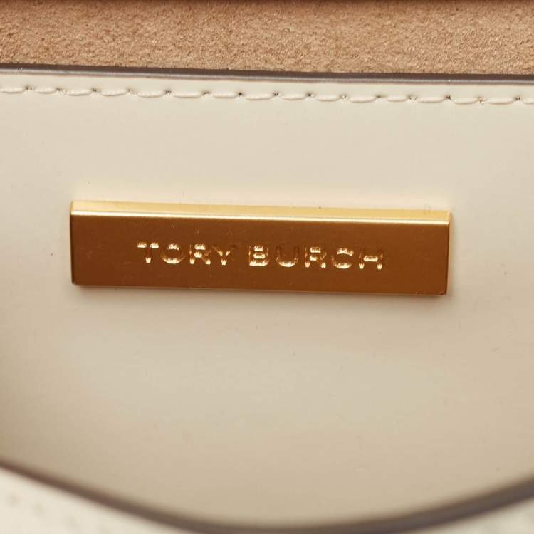 Pre Owned Tory Burch Off White Patent Leather Robinson Spazzolato Shoulder Bag
