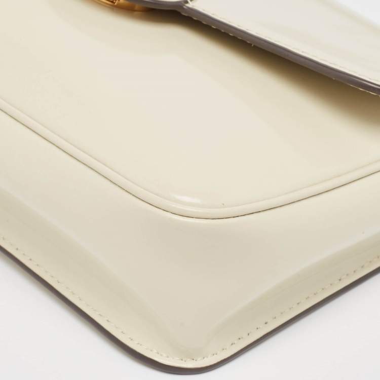 Pre Owned Tory Burch Off White Patent Leather Robinson Spazzolato Shoulder Bag